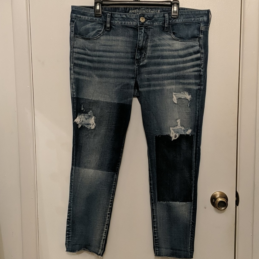 💝AEO Patchwork Jeggings 18 Short